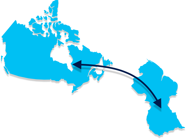 Blue map ouline depicting Canada's provinces