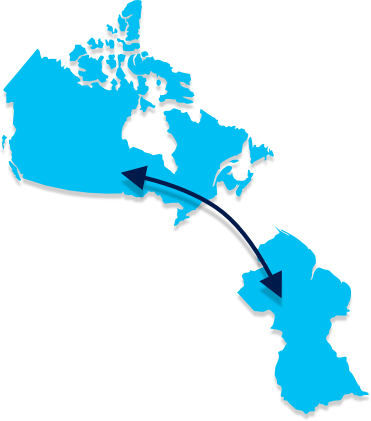 Blue map ouline depicting Canada's provinces